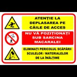 Panou atentie la deplasarea pe caile de acces nu va pozitionati sub sarcina macaralei eliminat peric